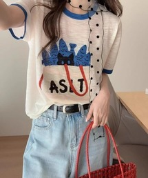 tシャツ 「portulaca」お魚リンガーTシャツ レディース portulaca】お魚リンガーTシャツ（Tシャツ/カットソー）｜almo
