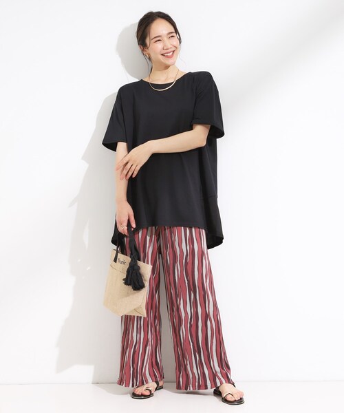 SHOO・LA・RUE（シューラルー）の「【S-LL/UV/吸水速乾】きれいに体型カバー Aライン チュニックワンピース（チュニック・レディース・グリーン系/ブラック/オリーブ・01/02/03/04）」の6枚目の写真