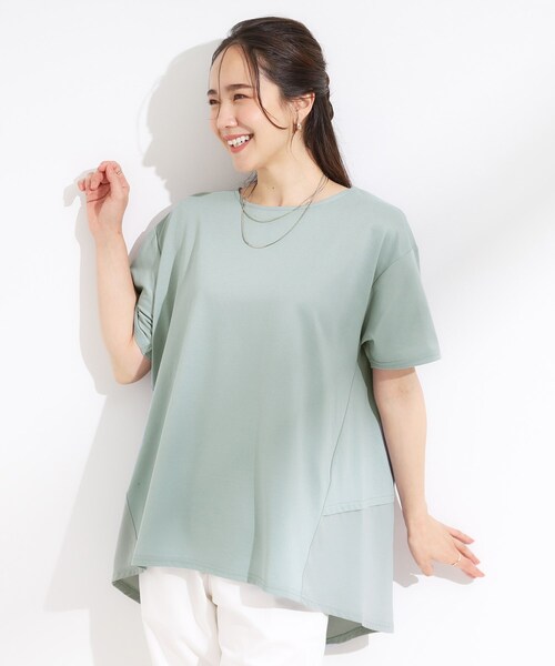 SHOO・LA・RUE（シューラルー）の「【S-LL/UV/吸水速乾】きれいに体型カバー Aライン チュニックワンピース（チュニック・レディース・グリーン系/ブラック/オリーブ・01/02/03/04）」の12枚目の写真