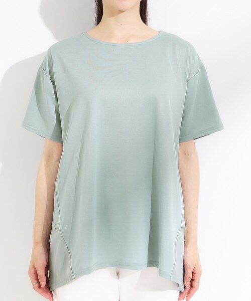 SHOO・LA・RUE（シューラルー）の「【S-LL/UV/吸水速乾】きれいに体型カバー Aライン チュニックワンピース（チュニック・レディース・グリーン系/ブラック/オリーブ・01/02/03/04）」の16枚目の写真