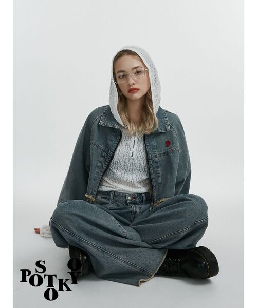 jouetie（ジュエティ）の「【something×PosTokyo】ZIP BLOUSON/ジップデニムジャケット（デニムジャケット・レディース・ブルー/ブラック/ピンク・MEDIUM）」の4枚目の写真