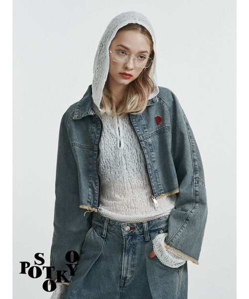 jouetie（ジュエティ）の「【something×PosTokyo】ZIP BLOUSON/ジップデニムジャケット（デニムジャケット・レディース・ブルー/ブラック/ピンク・MEDIUM）」の8枚目の写真