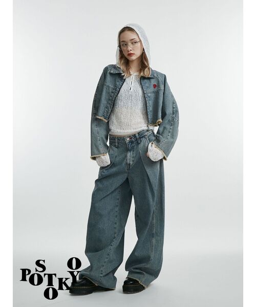 jouetie（ジュエティ）の「【something×PosTokyo】ZIP BLOUSON/ジップデニムジャケット（デニムジャケット・レディース・ブルー/ブラック/ピンク・MEDIUM）」の9枚目の写真