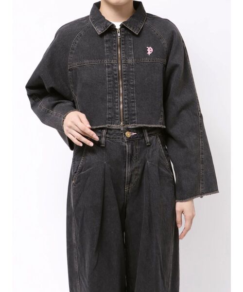 jouetie（ジュエティ）の「【something×PosTokyo】ZIP BLOUSON/ジップデニムジャケット（デニムジャケット・レディース・ブルー/ブラック/ピンク・MEDIUM）」の4枚目の写真