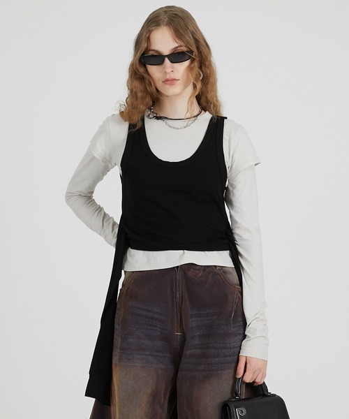 PRANK PROJECT（プランクプロジェクト）の「レイヤードロングスリーブTEE / Layered Long Sleeve T-Shirt（Tシャツ/カットソー・レディース・ピンク/ホワイト/ブラック・FREE）」の9枚目の写真