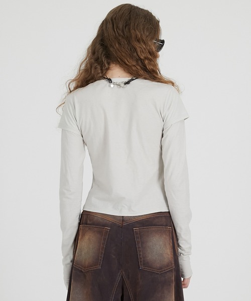 PRANK PROJECT（プランクプロジェクト）の「レイヤードロングスリーブTEE / Layered Long Sleeve T-Shirt（Tシャツ/カットソー・レディース・ピンク/ホワイト/ブラック・FREE）」の14枚目の写真