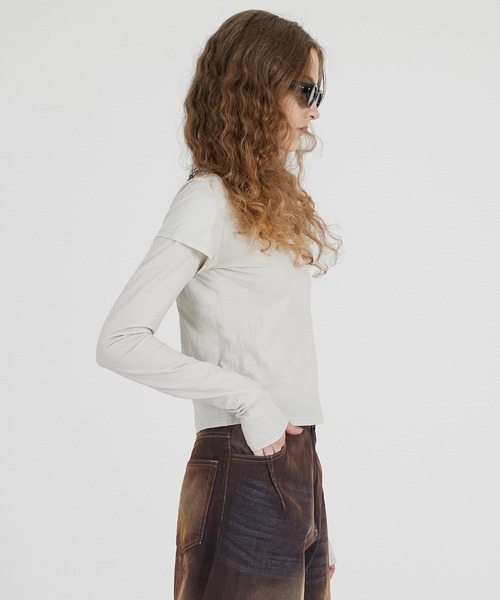 PRANK PROJECT（プランクプロジェクト）の「レイヤードロングスリーブTEE / Layered Long Sleeve T-Shirt（Tシャツ/カットソー・レディース・ピンク/ホワイト/ブラック・FREE）」の15枚目の写真