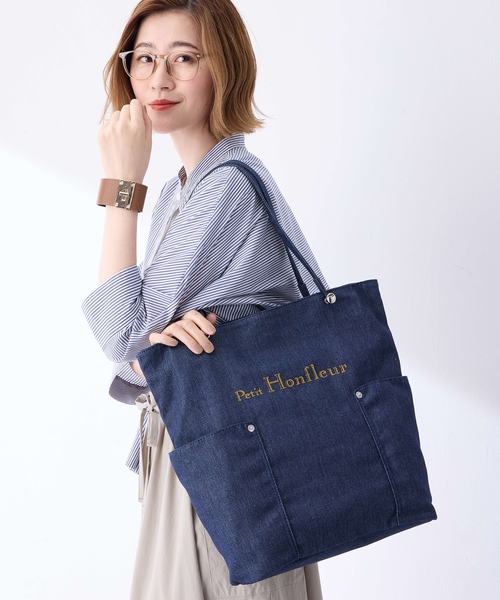 セール】デニムトートバッグ【A4対応・ファスナーあり】（トートバッグ
