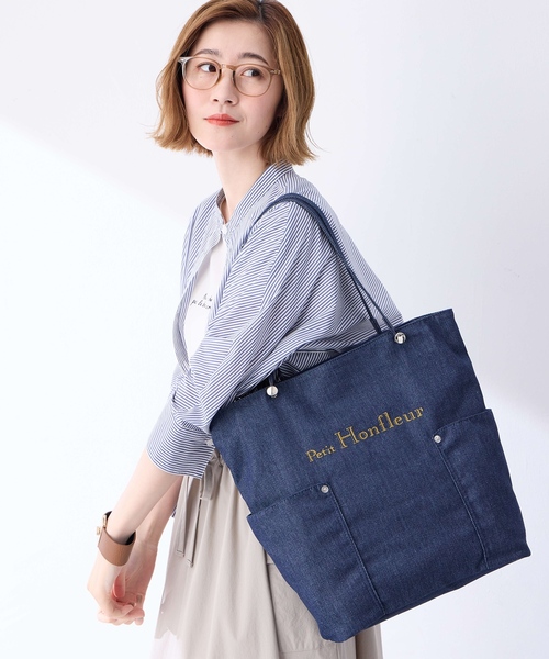 セール】デニムトートバッグ【A4対応・ファスナーあり】（トートバッグ