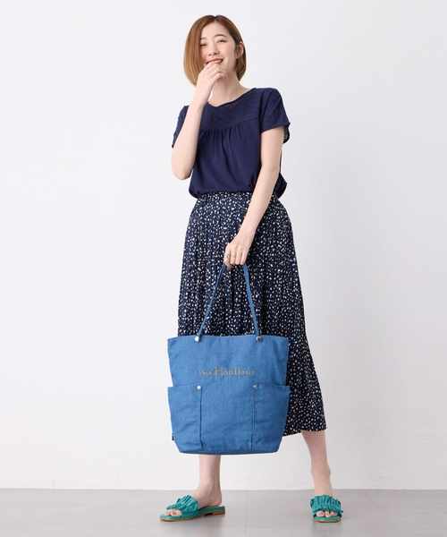 セール】デニムトートバッグ【A4対応・ファスナーあり】（トートバッグ