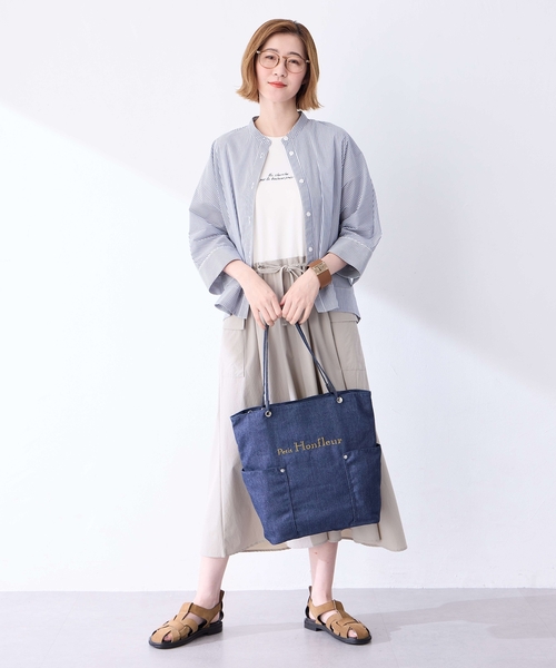 Petit Honfleur（プチオンフルール）の「デニムトートバッグ【A4対応・ファスナーあり】（トートバッグ・レディース・ネイビー/ブルー・フリー）」の15枚目の写真