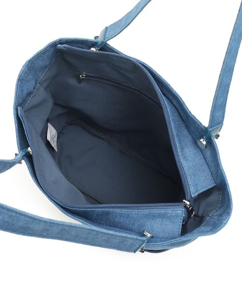 Petit Honfleur（プチオンフルール）の「デニムトートバッグ【A4対応・ファスナーあり】（トートバッグ・レディース・ネイビー/ブルー・フリー）」の8枚目の写真