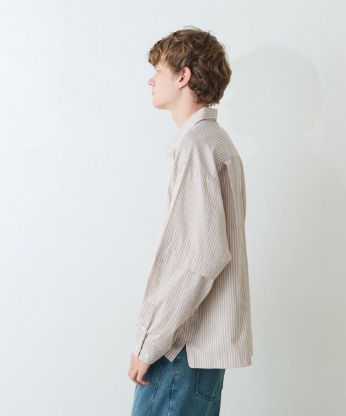 Lui's(ルイス)の「【Neucon/ニューコン】レイヤードデザインストライプオーバーサイズシャツ(シャツ/ブラウス・メンズ・ブラック/ベージュ・2/1)」の14枚目の写真