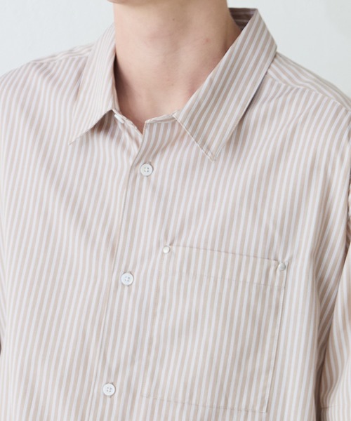 Lui's(ルイス)の「【Neucon/ニューコン】レイヤードデザインストライプオーバーサイズシャツ(シャツ/ブラウス・メンズ・ブラック/ベージュ・2/1)」の17枚目の写真