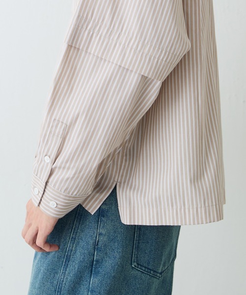 Lui's(ルイス)の「【Neucon/ニューコン】レイヤードデザインストライプオーバーサイズシャツ(シャツ/ブラウス・メンズ・ブラック/ベージュ・2/1)」の18枚目の写真