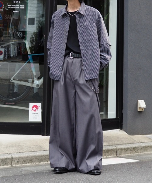 Lui's(ルイス)の「【Neucon/ニューコン】レイヤードデザインストライプオーバーサイズシャツ(シャツ/ブラウス・メンズ・ブラック/ベージュ・2/1)」の20枚目の写真