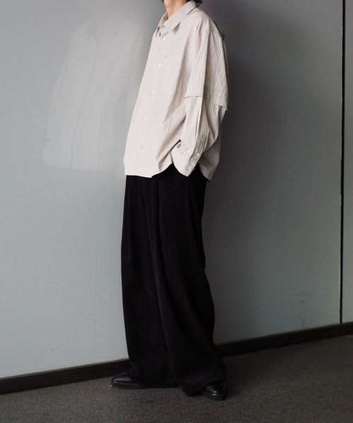 Lui's(ルイス)の「【Neucon/ニューコン】レイヤードデザインストライプオーバーサイズシャツ(シャツ/ブラウス・メンズ・ブラック/ベージュ・2/1)」の22枚目の写真