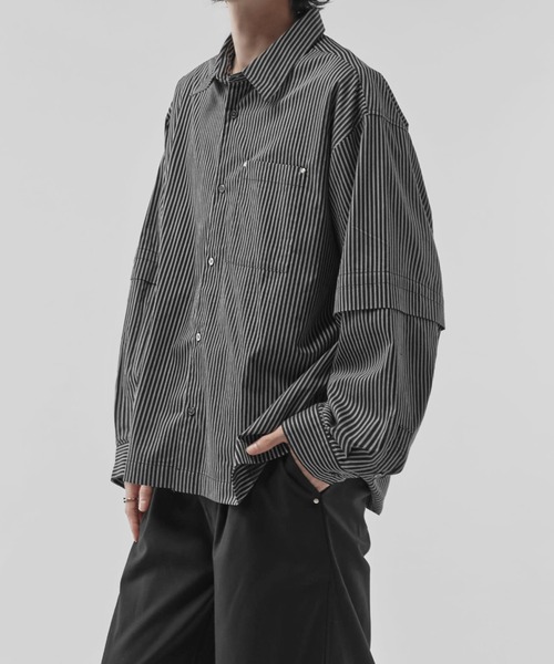 美品 newnow ニューナウ サージウールシャツ ネイビー オーバーサイズ M Women's 長袖 オーバーサイズド ガーメントダイ シャツ BLACK