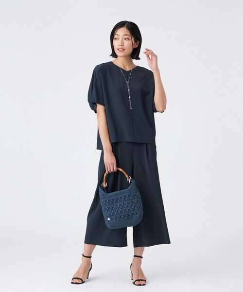 TRANS WORK(トランスワーク)の「【吸水速乾・接触冷感・UV・ウォッシャブル】ファンクションデシンブラウス(シャツ/ブラウス・レディース・ネイビー/ブラウン・38)」の13枚目の写真