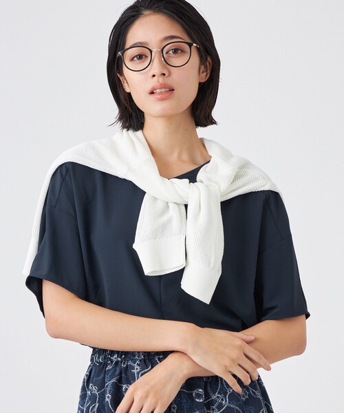 TRANS WORK(トランスワーク)の「【吸水速乾・接触冷感・UV・ウォッシャブル】ファンクションデシンブラウス(シャツ/ブラウス・レディース・ネイビー/ブラウン・38)」の10枚目の写真