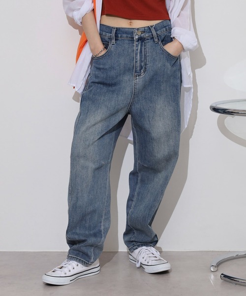 FUNALIVE(ファンアライブ)の「サルエル ストレッチ デニム パンツ(デニムパンツ・レディース・インディゴブルー/ライトブルー・FREE)」の12枚目の写真