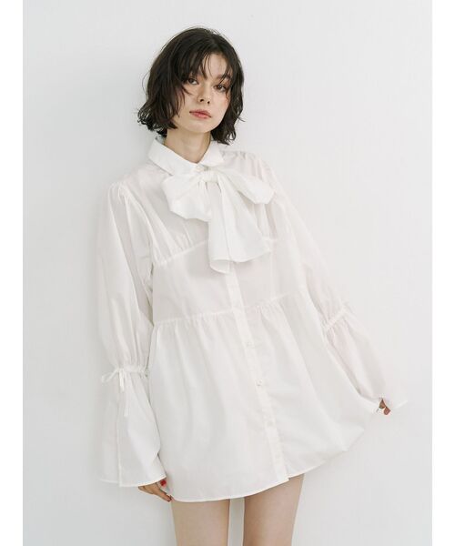 jouetie（ジュエティ）の「リボンタイチュニックシャツ（シャツ/ブラウス・レディース・ブラック/オフホワイト/グレー・MEDIUM）」の15枚目の写真