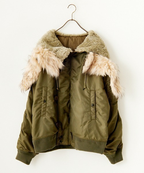 MILITARY（ミリタリー）の「[MILITARY/ミリタリー] N-2B オーバーサイズフライトジャケット（ミリタリージャケット・レディース・カーキ/ブラック・S/XS/L/M）」の8枚目の写真