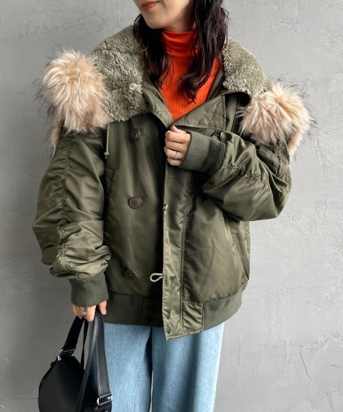 MILITARY（ミリタリー）の「[MILITARY/ミリタリー] N-2B オーバーサイズフライトジャケット（ミリタリージャケット・レディース・カーキ/ブラック・S/XS/L/M）」の20枚目の写真