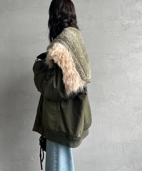 MILITARY（ミリタリー）の「[MILITARY/ミリタリー] N-2B オーバーサイズフライトジャケット（ミリタリージャケット・レディース・カーキ/ブラック・S/XS/L/M）」の21枚目の写真