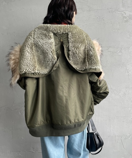 MILITARY（ミリタリー）の「[MILITARY/ミリタリー] N-2B オーバーサイズフライトジャケット（ミリタリージャケット・レディース・カーキ/ブラック・S/XS/L/M）」の22枚目の写真