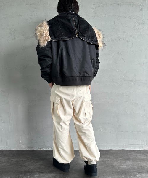 MILITARY（ミリタリー）の「[MILITARY/ミリタリー] N-2B オーバーサイズフライトジャケット（ミリタリージャケット・レディース・カーキ/ブラック・S/XS/L/M）」の18枚目の写真