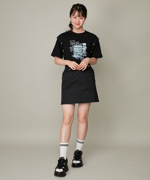 SISTER JENNI(SISTER JENNI)の「プレート付きツイルタイトスカパン(スカート・キッズ・ブラック/カモフラージュ・130cm/140cm/150cm)」の10枚目の写真