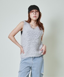 《前後2WAY×シャギータッチ》レディース ベスト ふわモコ質感 秋冬