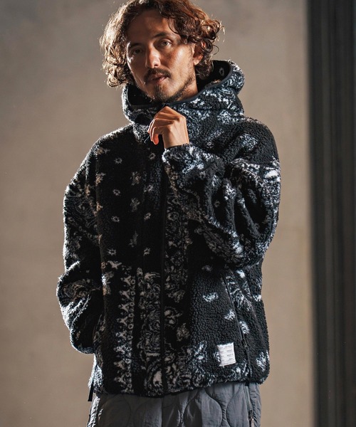 wjk reluxe(ダブルジェーケーリラックス)の「mpa3878-paisley pattern boa fleece parka ボアフリースパーカー(WR25W-18)(パーカー・メンズ・ホワイト/ブラック/グレー・L/M/S)」の7枚目の写真