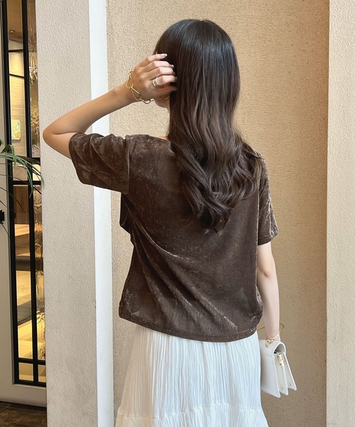 Futier land（フューティアランド）の「ドレープシアーベロア半袖Tシャツ（Tシャツ/カットソー・レディース・アイボリー/ブルー/ブラウン・MEDIUM）」の9枚目の写真