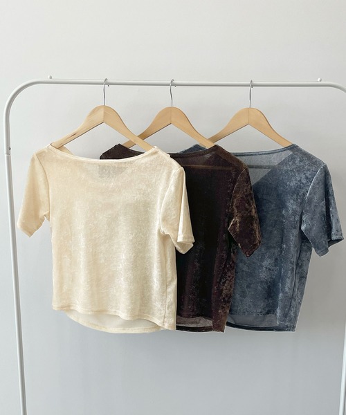 Futier land（フューティアランド）の「ドレープシアーベロア半袖Tシャツ（Tシャツ/カットソー・レディース・アイボリー/ブルー/ブラウン・MEDIUM）」の17枚目の写真