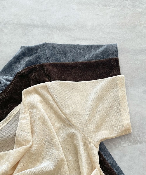 Futier land（フューティアランド）の「ドレープシアーベロア半袖Tシャツ（Tシャツ/カットソー・レディース・アイボリー/ブルー/ブラウン・MEDIUM）」の19枚目の写真