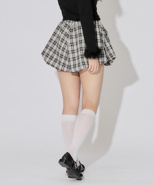 JilLA（ジルア）の「Check Balloon Mini Skirt / チェック柄バルーンミニスカート スカパン（スカート・レディース・アイボリー/ブラウン系その他/ブラウン系その他2/ネイビー/ブラック/ブラウン・L/S/M）」の15枚目の写真