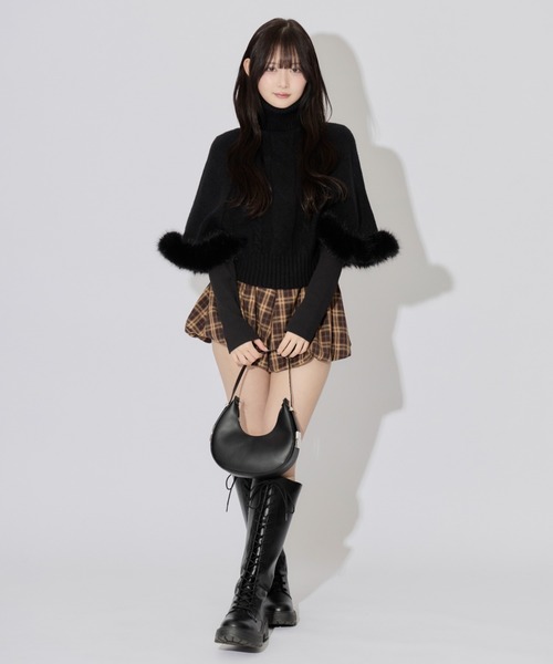 JilLA（ジルア）の「Check Balloon Mini Skirt / チェック柄バルーンミニスカート スカパン（スカート・レディース・アイボリー/ブラウン系その他/ブラウン系その他2/ネイビー/ブラック/ブラウン・L/S/M）」の10枚目の写真