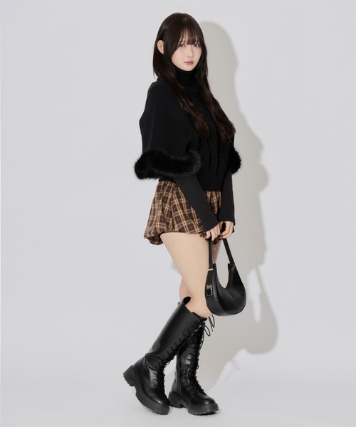 JilLA（ジルア）の「Check Balloon Mini Skirt / チェック柄バルーンミニスカート スカパン（スカート・レディース・アイボリー/ブラウン系その他/ブラウン系その他2/ネイビー/ブラック/ブラウン・L/S/M）」の11枚目の写真