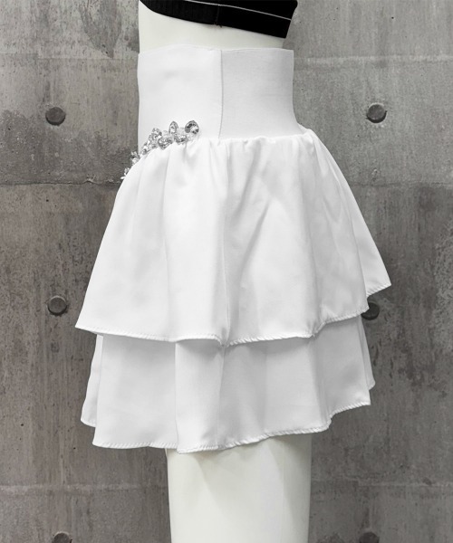 Miniministore(ミニミニストア)の「ダブルフリルミニスカート 韓国風 お洒落(スカート・レディース・ブラック/ホワイト・FREE)」の11枚目の写真