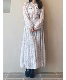 ウエストリブプリーツワンピース