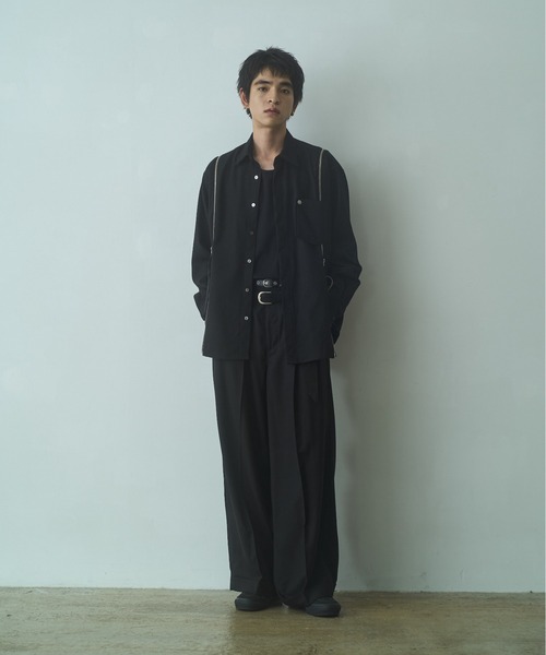 PHILTHEORY(フィルセオリー)の「string zip shirts / ストリングジップシャツ(シャツ/ブラウス・メンズ・グリーン/ブラック/ホワイト×ブラック・3/2/1)」の7枚目の写真