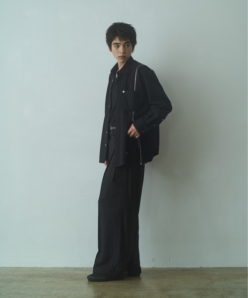PHILTHEORY(フィルセオリー)の「string zip shirts / ストリングジップシャツ(シャツ/ブラウス・メンズ・グリーン/ブラック/ホワイト×ブラック・3/2/1)」の8枚目の写真