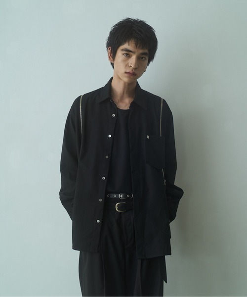 PHILTHEORY(フィルセオリー)の「string zip shirts / ストリングジップシャツ(シャツ/ブラウス・メンズ・グリーン/ブラック/ホワイト×ブラック・3/2/1)」の4枚目の写真