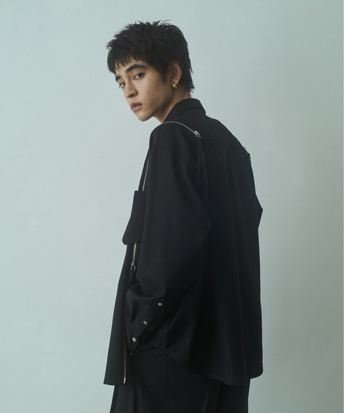 PHILTHEORY(フィルセオリー)の「string zip shirts / ストリングジップシャツ(シャツ/ブラウス・メンズ・グリーン/ブラック/ホワイト×ブラック・3/2/1)」の5枚目の写真