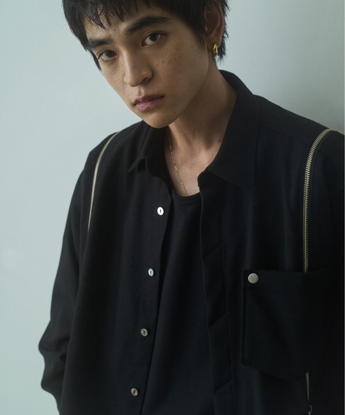PHILTHEORY(フィルセオリー)の「string zip shirts / ストリングジップシャツ(シャツ/ブラウス・メンズ・グリーン/ブラック/ホワイト×ブラック・3/2/1)」の10枚目の写真