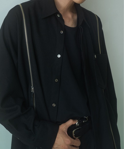 PHILTHEORY(フィルセオリー)の「string zip shirts / ストリングジップシャツ(シャツ/ブラウス・メンズ・グリーン/ブラック/ホワイト×ブラック・3/2/1)」の11枚目の写真