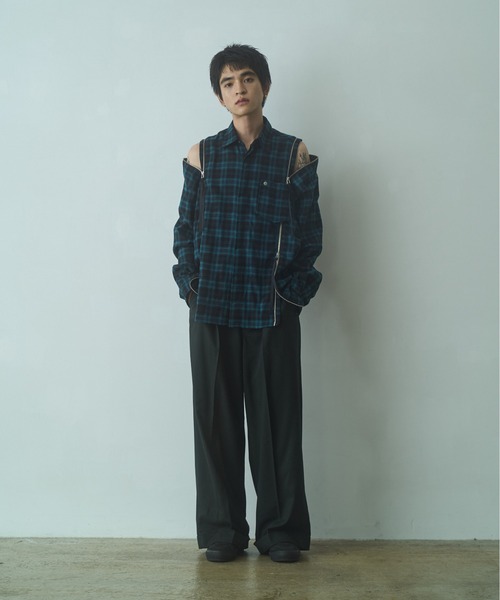 PHILTHEORY(フィルセオリー)の「string zip shirts / ストリングジップシャツ(シャツ/ブラウス・メンズ・グリーン/ブラック/ホワイト×ブラック・3/2/1)」の14枚目の写真