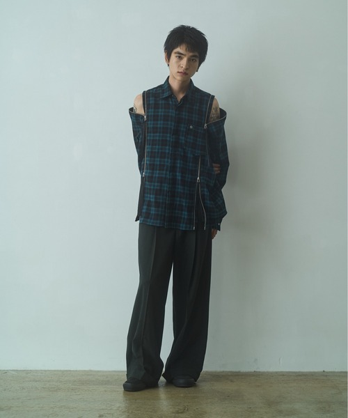 PHILTHEORY(フィルセオリー)の「string zip shirts / ストリングジップシャツ(シャツ/ブラウス・メンズ・グリーン/ブラック/ホワイト×ブラック・3/2/1)」の17枚目の写真